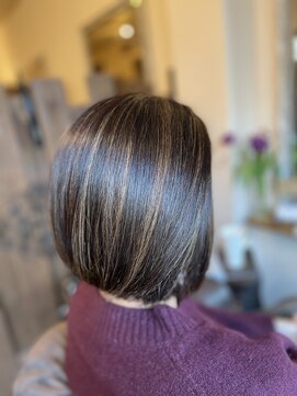 スノードロップ(SNOW DROP) 40代50代ショートボブ×ナチュラルブラウン白髪ぼかし