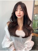 大人韓国くびれヘア/顔周りレイヤー/オリーブグレー