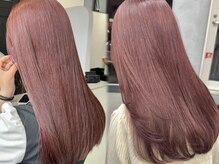 【大人っぽさと可愛らしさを兼ね備えたチェリーピンク】［ケアブリーチ/静岡駅/ブリーチなしダブルカラー/