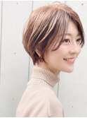 ◎前下がりショートボブハンサムショートカットカラーパーマケア