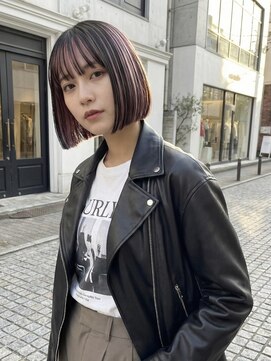 #切りっぱなしボブ #アンブレラカラー #ピンクバイオレットUP