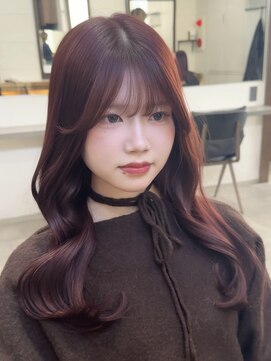 ビュー フクオカ(VIEW FUKUOKA) ロングレイヤー/ワインレッド/顔周り/髪質改善