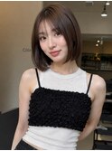 美髪大人ボブ内巻きボブまとまるボブ艶グレージュココア