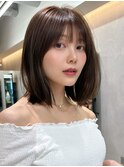 大人ボブ銀座レイヤーカット有楽町ミディアムボブベージュ
