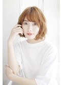 透け感カラーのゆるミックスカールボブ