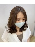 ナチュラル大人ノーブルセンターパートセミロング艶カラー