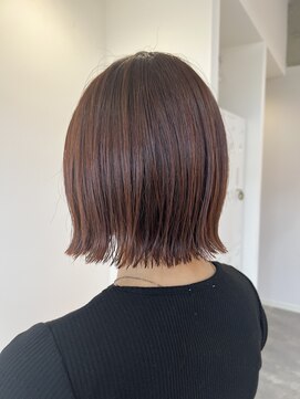 ヘアデザイン ディクト(hair design D.c.t) オレンジカラーの切りっぱなしボブ