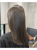 つや髪セミロング オリーブブラウン