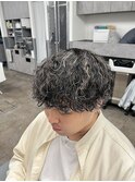 メンズマッシュハード波巻きスパイラルハイライトメンズパーマ