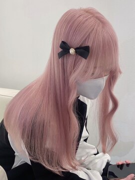 ベレーザ 渋谷(BELEZA) 7418ベビーピンクハイライトバレイヤージュ艶髪ハイトーンカラー