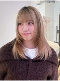ミディアム美髪顔周りレイヤーウルフレイヤー_ba540921