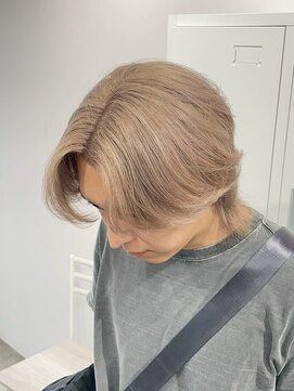 リグ 横浜(Lig.) フェザーセンターパートココアブラウンブリーチ＆ダブルカラー