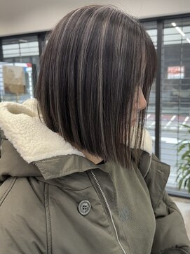 エガオ 藤沢店(EGAO) 30代40代前下がりボブホワイトハイライトグレージュブリーチ湘南