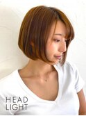 ショートボブ×アプリコットオレンジ