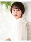 大人可愛い20代30代40代小顔ワンサイドショートボブ丸み前下がり