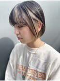 「NUDE」#インナーカラー 20代 30代 ミニボブ 前下りボブ