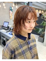 テトヘアー(teto hair) ボブウェーブパーマ　くるくる　スパイラル　オレンジヘア