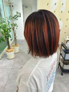 ハル 南平岸(HARU) オレンジが可愛いアンブレラカラー♪/デザインカラー/ボブ