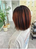 オレンジが可愛いアンブレラカラー♪/デザインカラー/ボブ