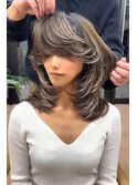 重めミディアムレイヤーカット/バタフライレイヤー/ハイレイヤー