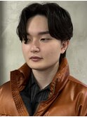 メンズセンターパートニュアンスパーマフェザーパーマ