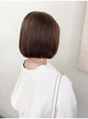 ミニボブ 切りっぱなしボブ ぱつっとボブ ベージュ