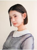 ミディアムヘア/斜めバング/グレージュカラー/新宿駅