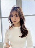小顔外ハネミディアムアッシュ20代30代40代くびれミディ韓国ヘア