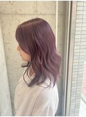 ラベンダーベージュ　ミディアム　ブリーチ一回／川崎
