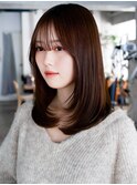 ☆大人ガーリーダークアッシュミディアムレイヤーカット韓国ヘア