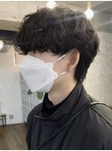 メンズウルフ波巻きツイストスパイラルMIXツーブロックパーマ