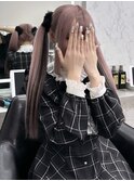 ハイトーンピンク/ツインテール/ローライト/エクステ