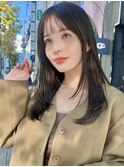 ミディアムヘア黒髪小顔大人かわいいレイヤーカット前髪カット