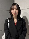ミディアムレイヤーストレートオリーブベージュダークグレー