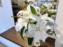 リプラス(Re+)の雰囲気（季節の生花を飾り、来店をお待ちしています）