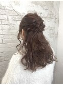 ハーフアップアレンジ　パーティーヘアセット池袋