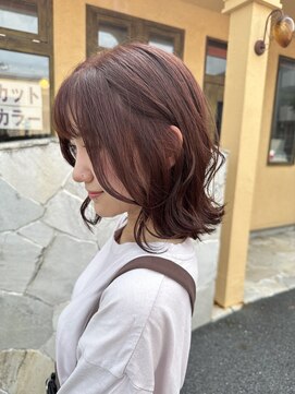 カットウェルズ ラブコオリヤマ 郡山店(Cut Well's Love Koriyama) ピンクブラウン×外ハネミディアム【郡山】