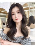 大人韓国くびれヘア　レイヤーカット　顔まわり2waybang韓国ヘア