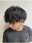 シャドウパーママッシュウルフ無造作ニュアンスメンズ