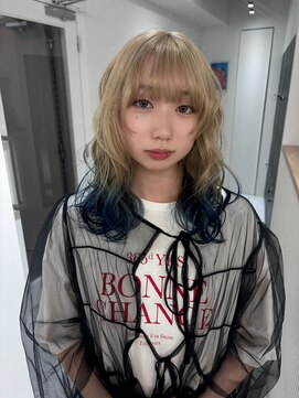 ペレ 渋谷(PELE) デザインカラー/レイヤーカット/ウェットヘア/オリーブベージュ