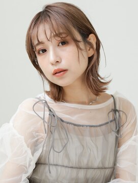 ミリー 梅田店(milly) 秋色外ハネカールセミディ×シースルーバング【milly梅田】