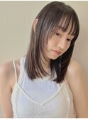 顔周りレイヤー/レイヤーカット/ミディアム/ブラウン/イメチェン