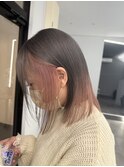 20代30代40代ストレートインナーカラーピンク