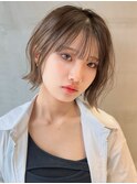 イメチェンショート外はねボブ美髪ブルーブラックワイドバング