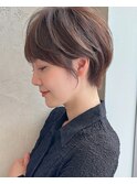 前下がりひし形ショートボブ30代40代50代くびれヘア丸顔面長