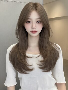 韓国/小顔/黒髪/ココアベージュ/銀座/レイヤーカット
