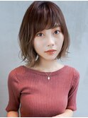 ラフボブ_セシルカットココアブラウンフリンジウェーブ_27748