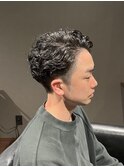 ビジネスツーブロックショート ワイルドパーマ オールバック