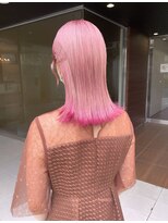 ハピネス 梅田茶屋町店(HAPPINESS) 裾カラーピンク ミディアム 切りっぱなしロブ