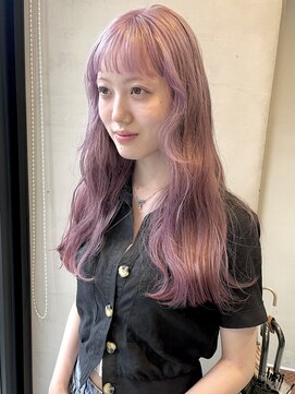 ヘアー アイス ルーチェ(HAIR ICI LUCE) ハイトーンカラー/ピンクベージュ/ロングレイヤー/上田
